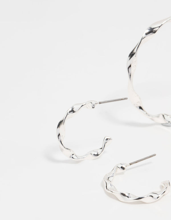 Silver Twisted Hoop Earrings 3-Pack