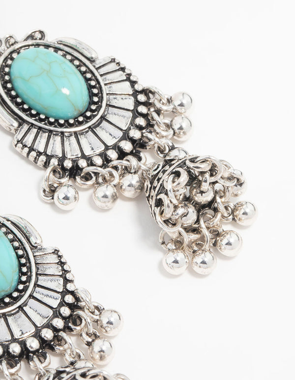 Antique Silver Turquoise Drop Earrings