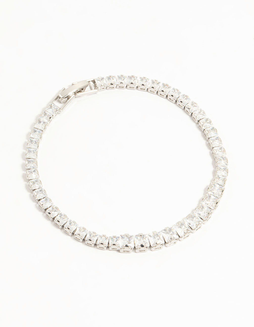 Silver Cubic Zirconia Graduating Square Tennis Bracelet