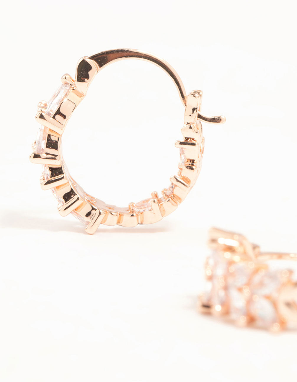 Rose Gold Plated Medium Vine Cubic Zirconia Hoop Earrings