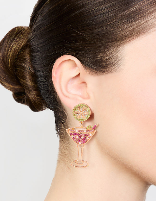 Gold Martini Multi Drop Earrings