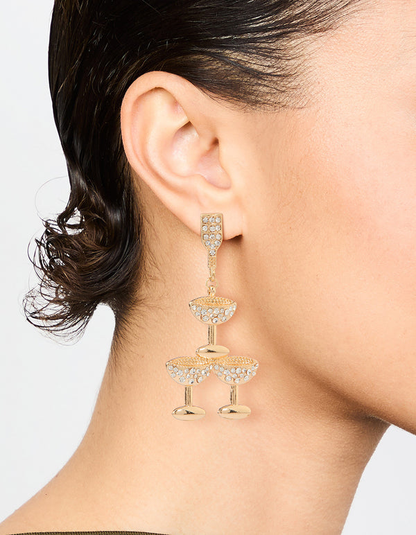 Gold Champagne Tower Drop Earrings
