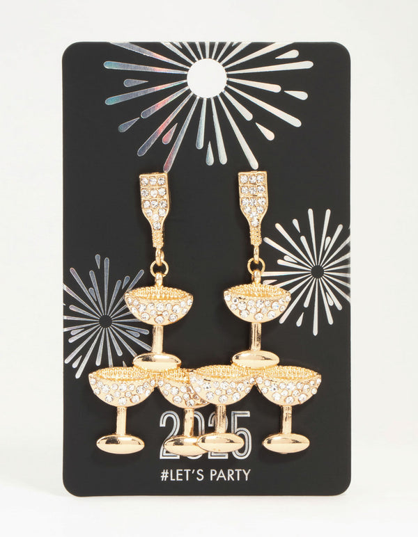 Gold Champagne Tower Drop Earrings