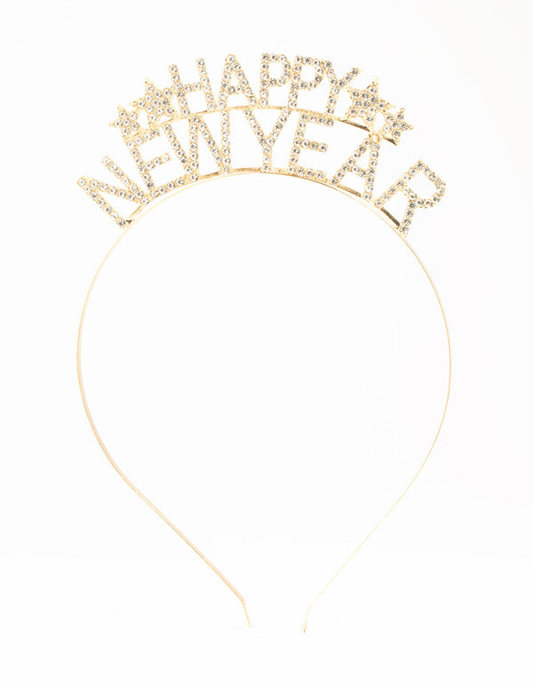 Gold Diamante Happy New Year Headband