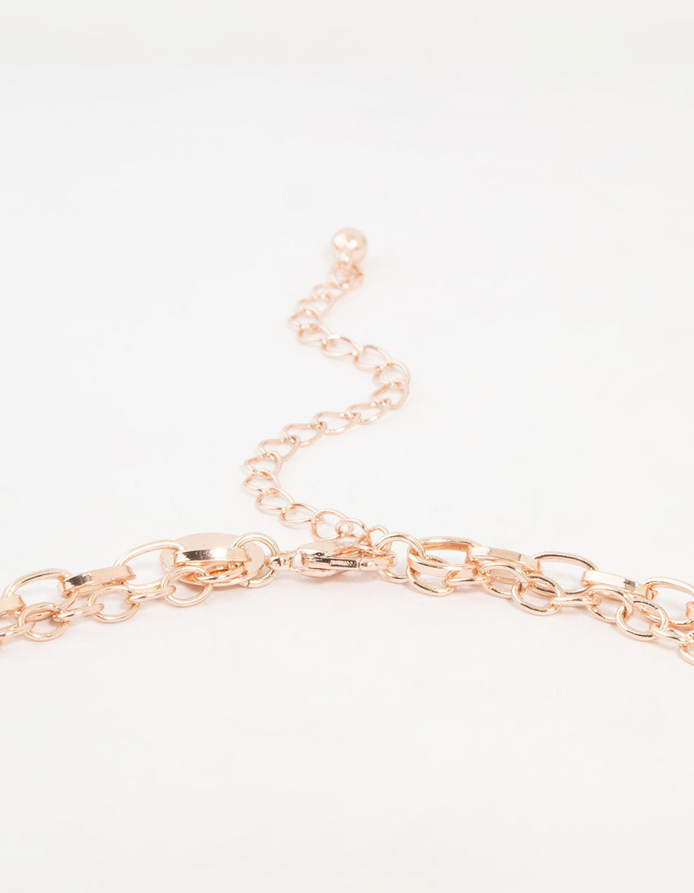 Rose Gold Heart & Green Diamante Charm Layered Necklace