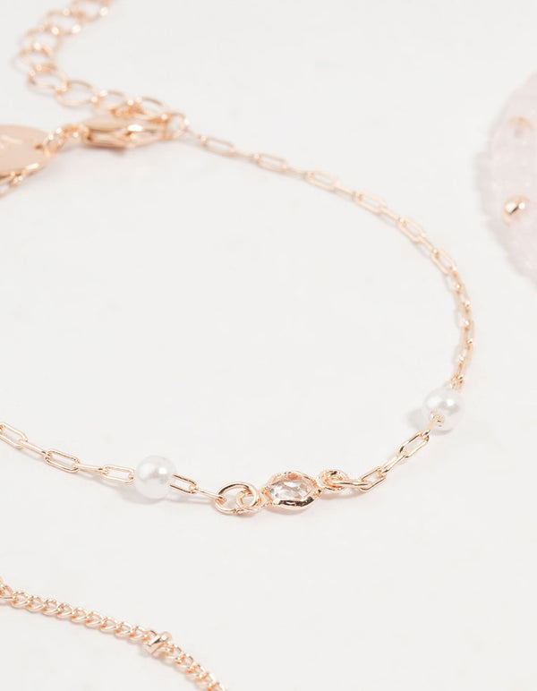 Rose Gold Beaded & Fine Bracelets 4-Pack