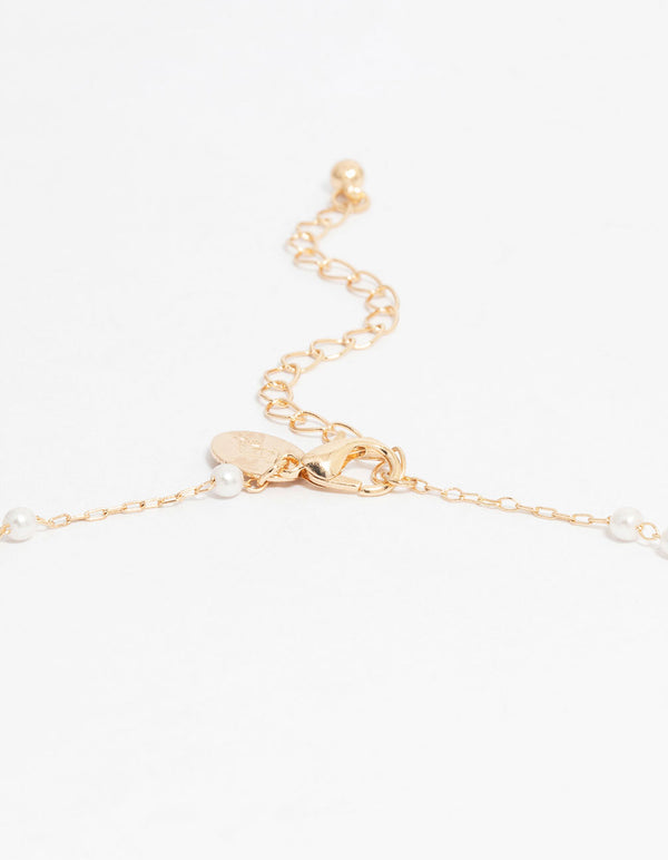 Gold Fine Pearl Station Necklace