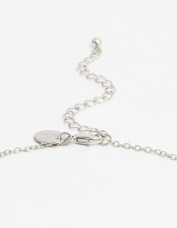 Silver Diamante Circle Link Pendant Necklace