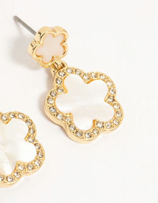 Gold Plated Flower Drop Earrings