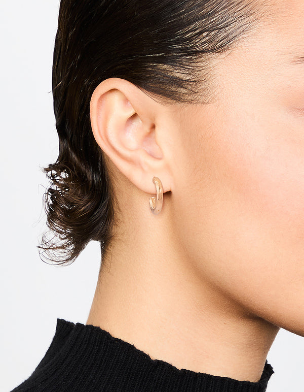 Gold Fine Textured Hoop Earrings