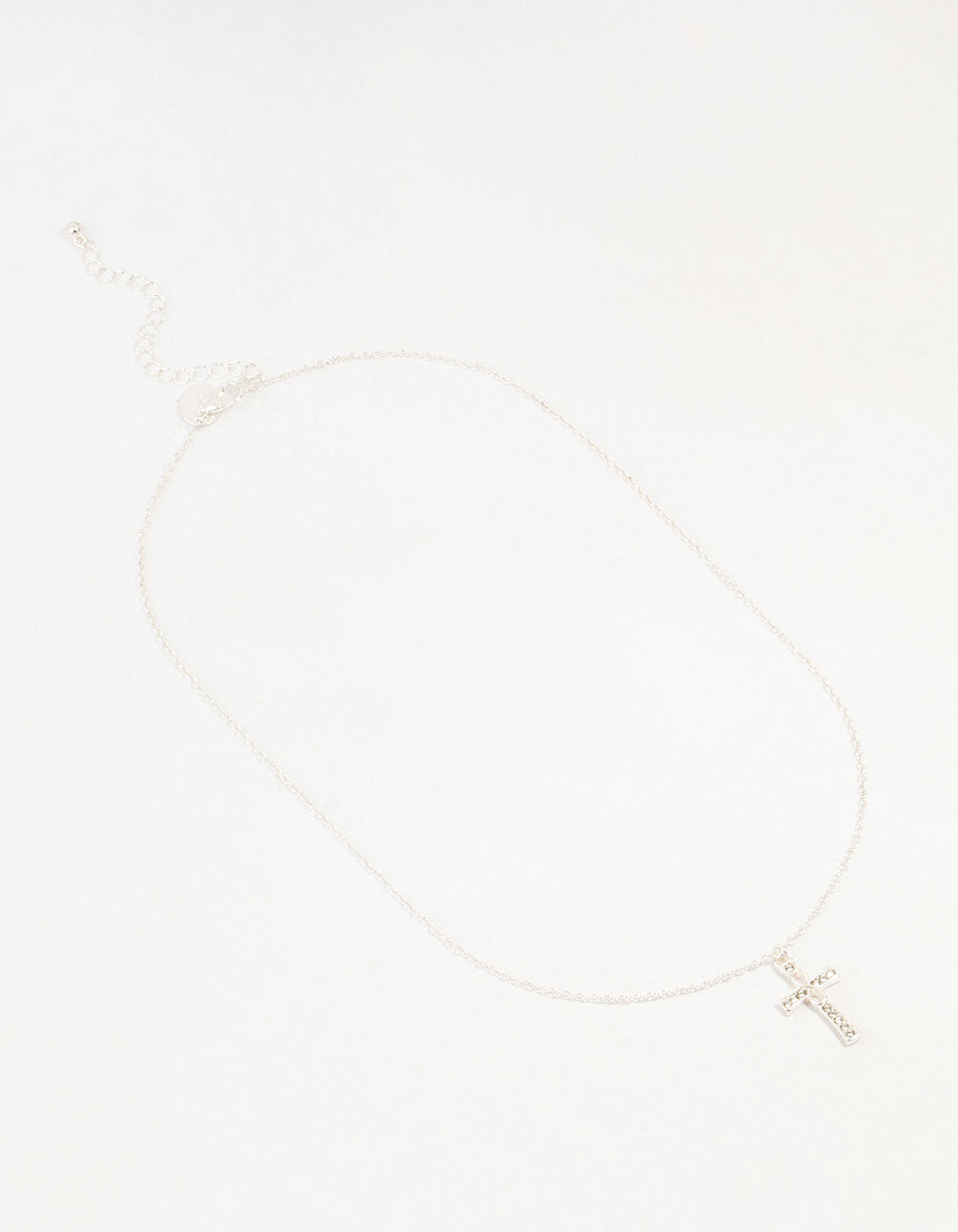 Silver Diamante Cross Pendant Necklace
