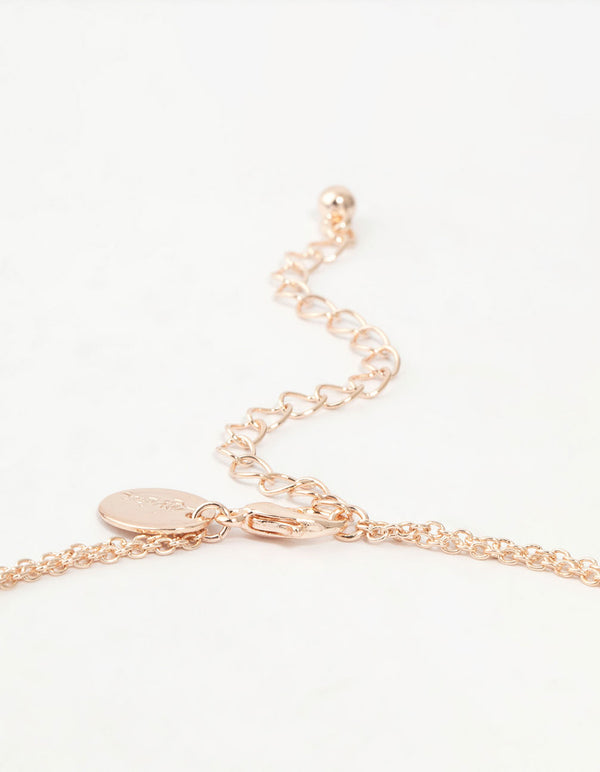 Rose Gold Pearl Heart Layered Necklace