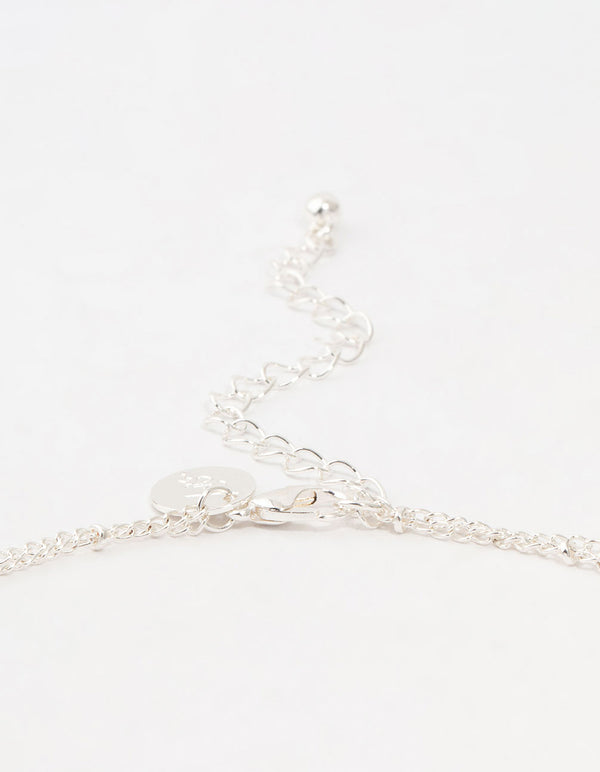Silver Ball Chain Cross Layered Necklace