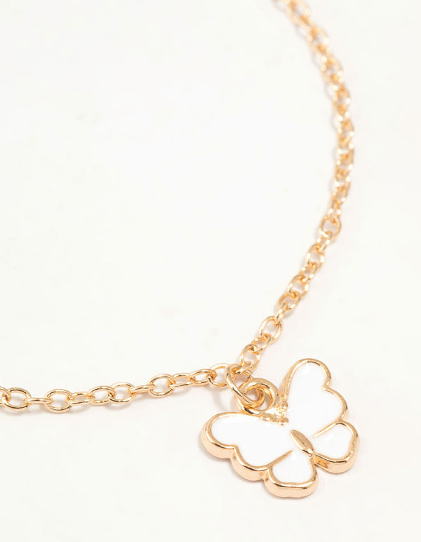 Gold Chain Diamante Butterfly Bracelets 3-Pack