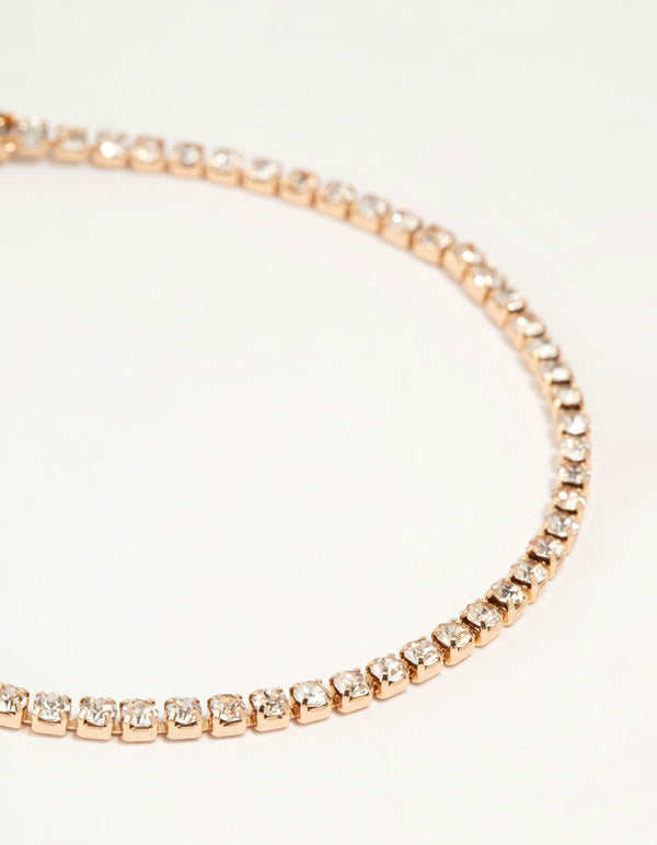 Gold Diamante Chain & Heart Bracelets 2-Pack