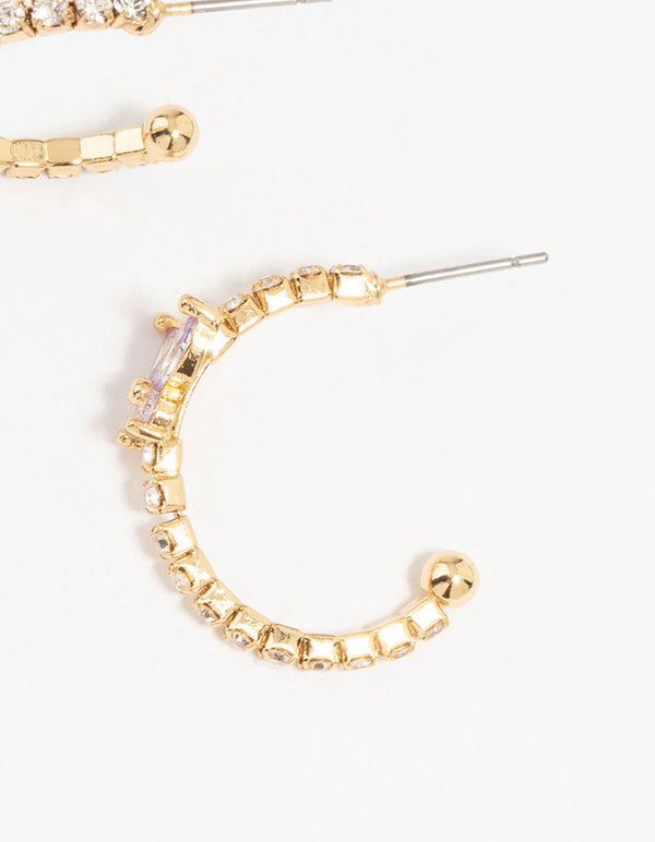 Gold Plated Cubic Zirconia Butterfly Hoop Earrings