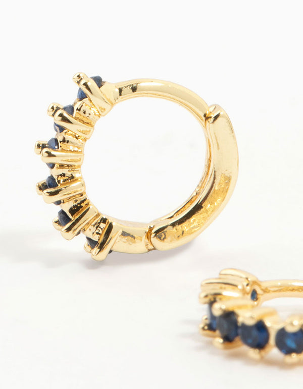 Gold Plated Cubic Zirconia Huggie Earrings 3-Pack