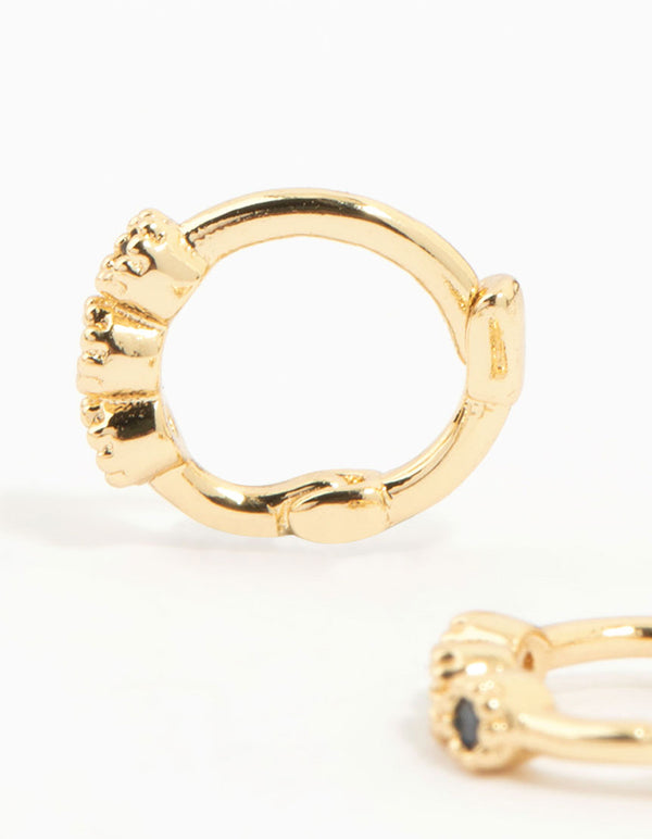 Gold Plated Cubic Zirconia Huggie Earrings 3-Pack