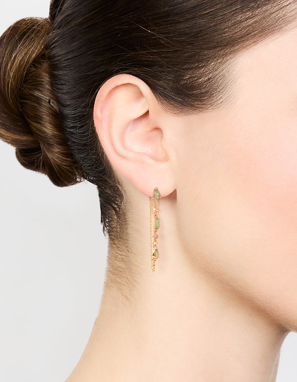 Gold Plated Cubic Zirconia Pear Huggie Earrings