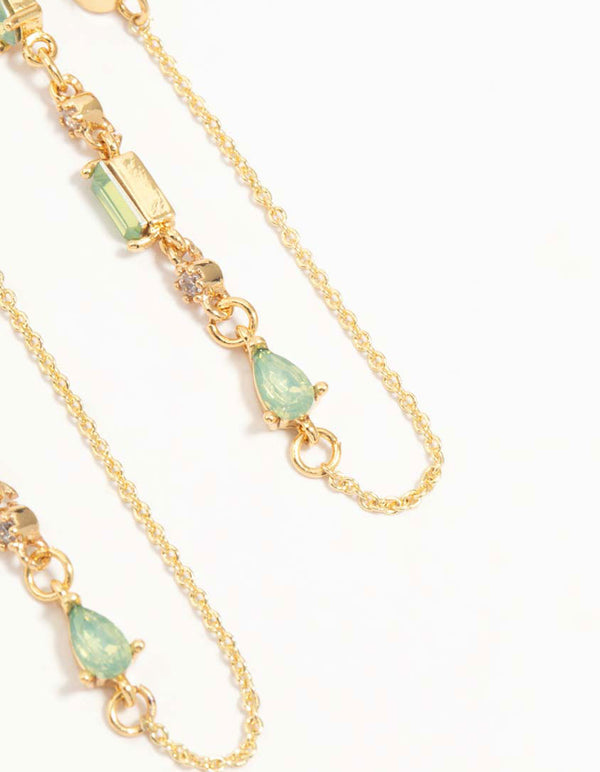 Gold Plated Cubic Zirconia Pear Huggie Earrings