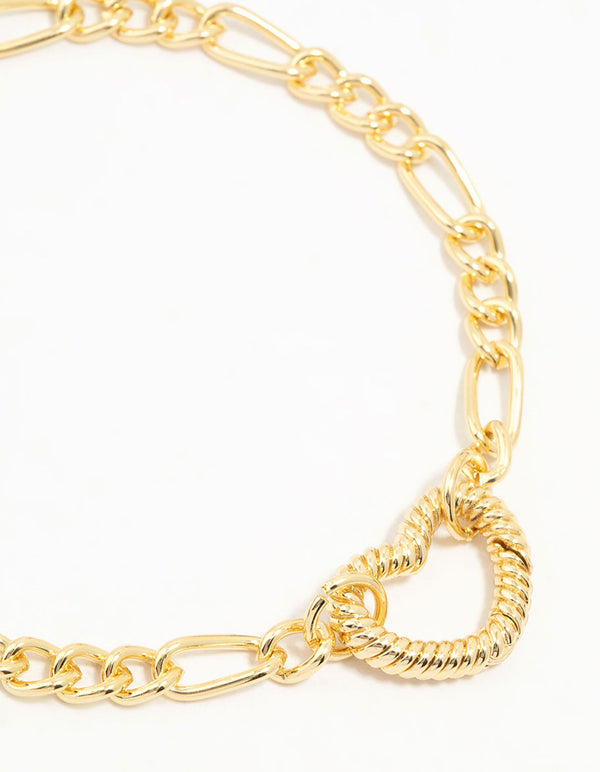 Gold Plated Heart Link Bracelet
