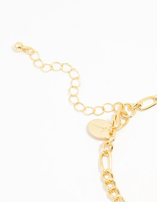 Gold Plated Heart Link Bracelet