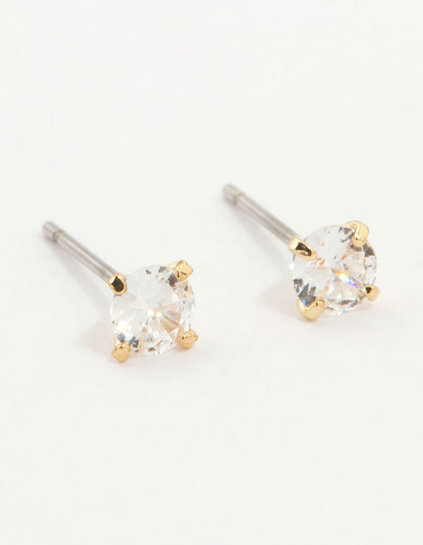 Gold Plated Cubic Zirconia & Cross Earrings 3-Pack