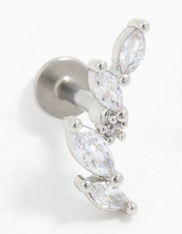 Surgical Steel Marquise Crawler Flat Back Studs