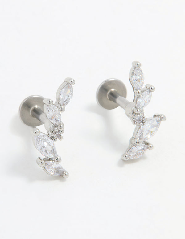 Surgical Steel Marquise Crawler Flat Back Studs