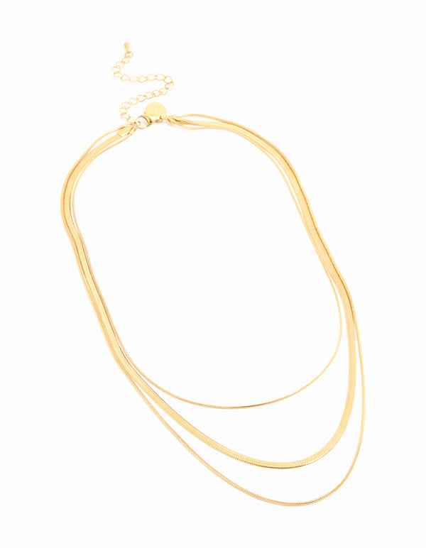 Waterproof Gold Plated Stainless Steel Chain Layered Necklace