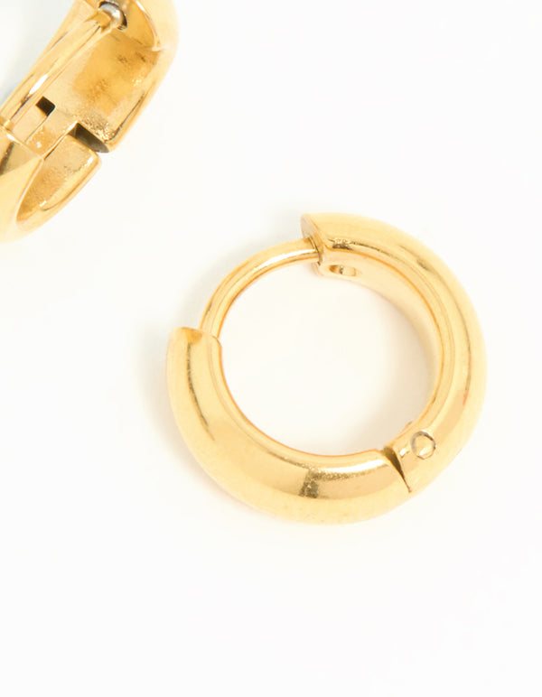 Waterproof Gold Plated Stainless Steel Chubby Huggie Earrings