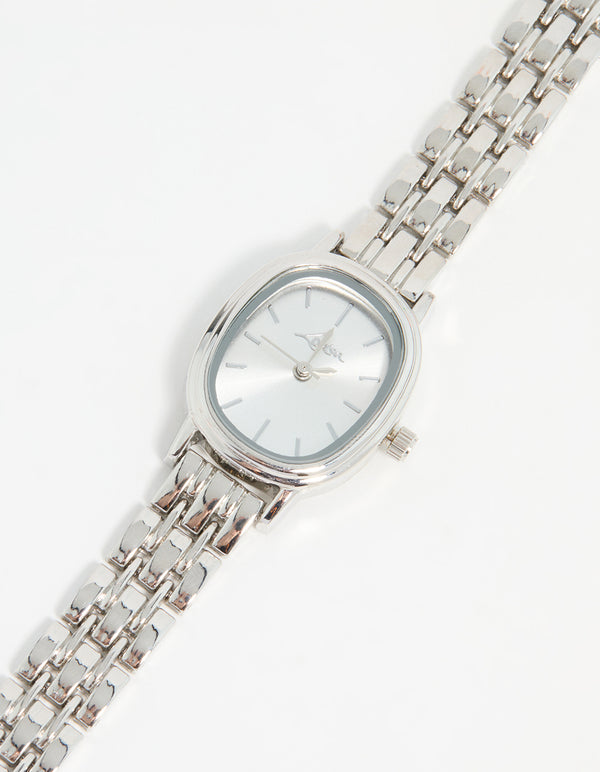 Silver Small Oval Watch