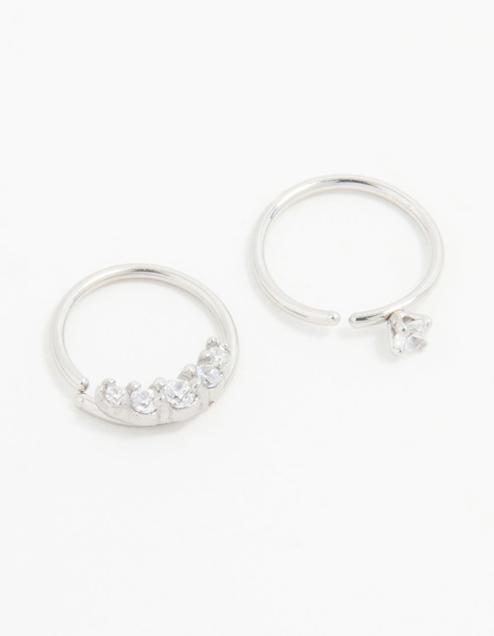 Surgical Steel Cubic Zirconia Nose Rings 2-Pack