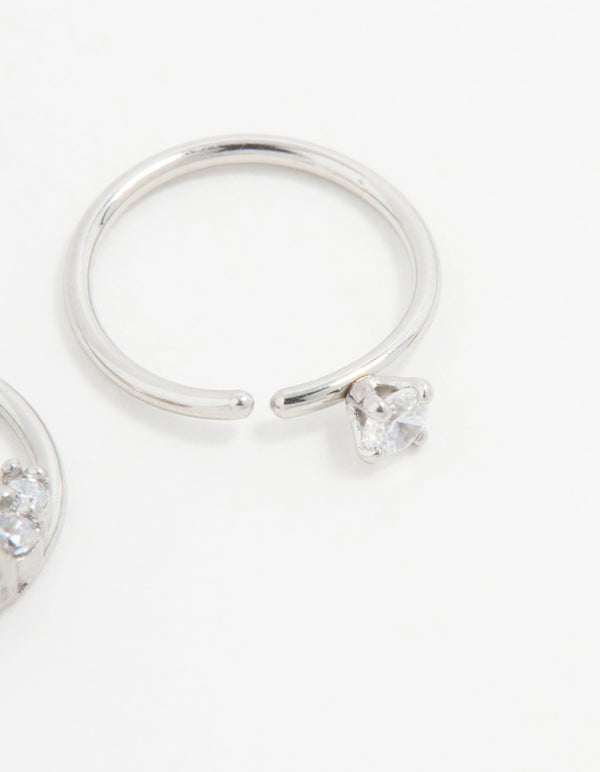Surgical Steel Cubic Zirconia Nose Rings 2-Pack