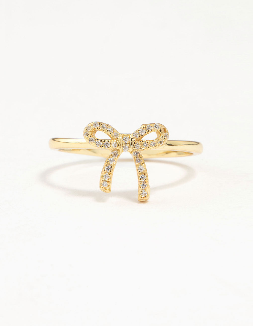 Gold Plated Sterling Silver Cubic Zirconia Bow Ring