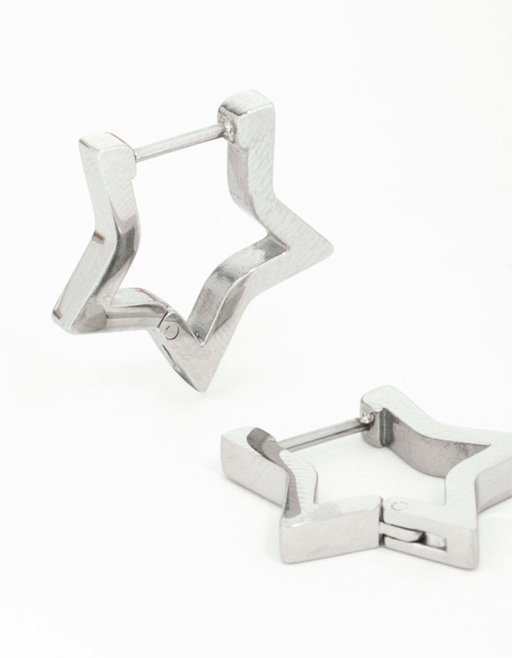 Stainless Steel Star Outline Huggie Hoop Earrings
