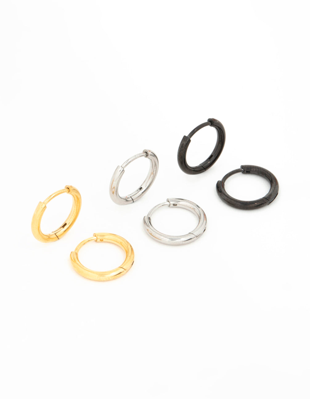 Surgical Steel Multicoloured Classic Hoop Earrings 3-Pack