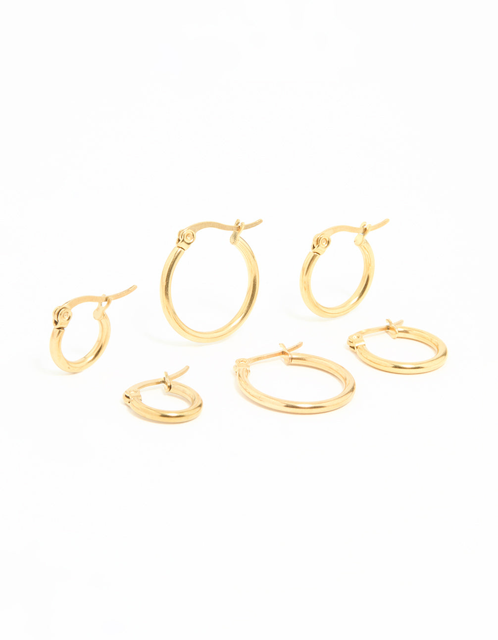 Gold Plated Surgical Steel Clasp Hoop Earrings 2-Pack