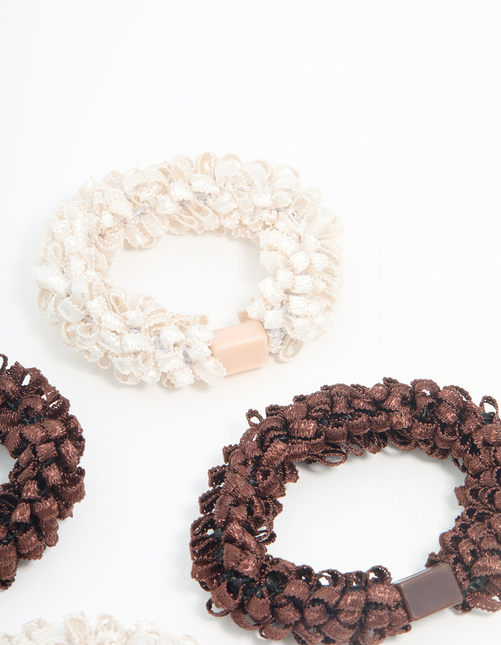 Brown & Cream Fabric Hair Ties 4-Pack
