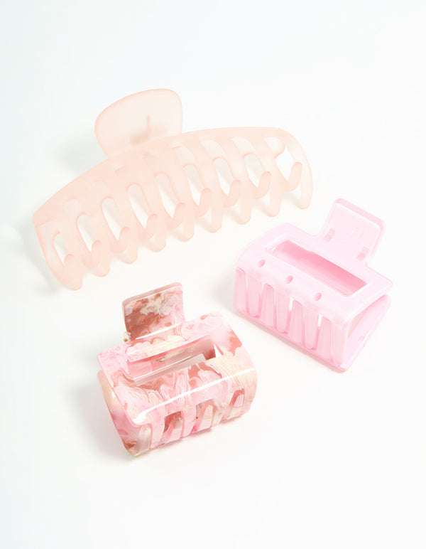 Pink Mixed Cutout Claw Clips 3-Pack