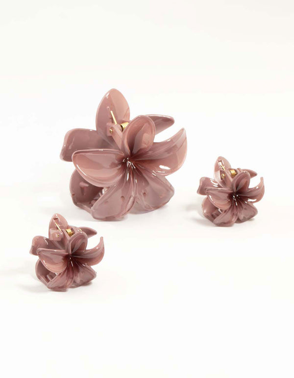 Dusty Pink Frangipani Claw Clips 3-Pack