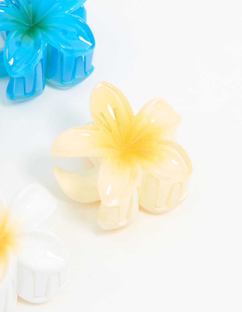 UNLONLEG 3 X Plumeria-Krallenclips – Mittelgroße Größe B – Dekorative Haarklammern Für Stylische Frisuren