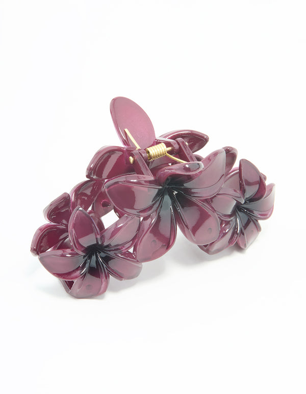 Purple Frangipani Trio Hair Claw Clip