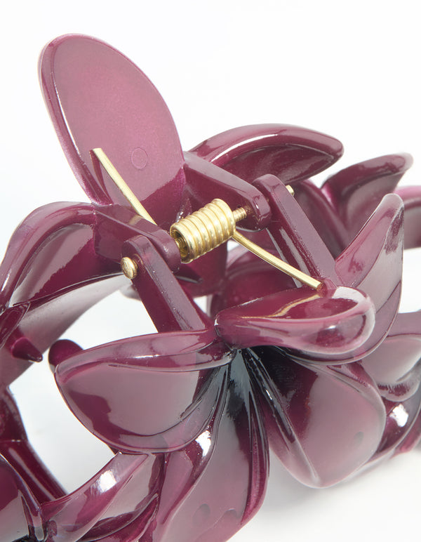 Purple Frangipani Trio Hair Claw Clip