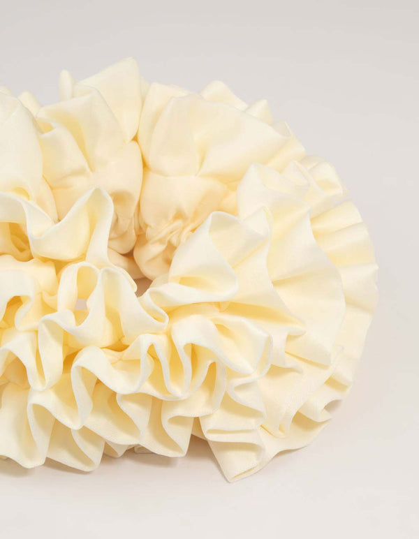 Cream Ruffle Fabric Oversized Scrunchie