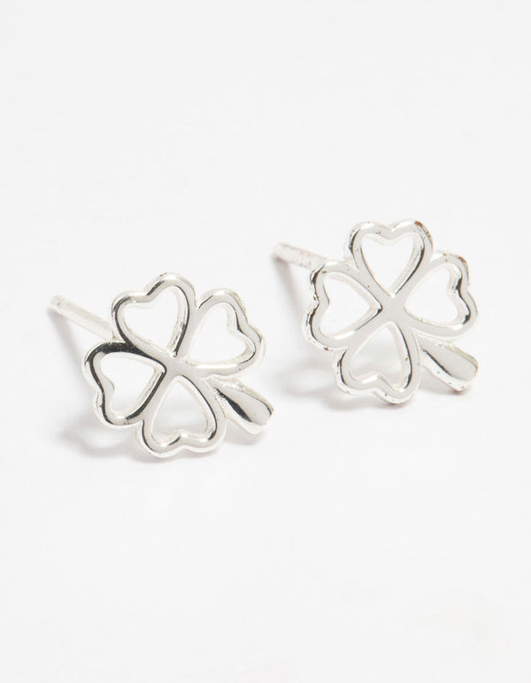 Sterling Silver Lucky Clover Stud Earrings