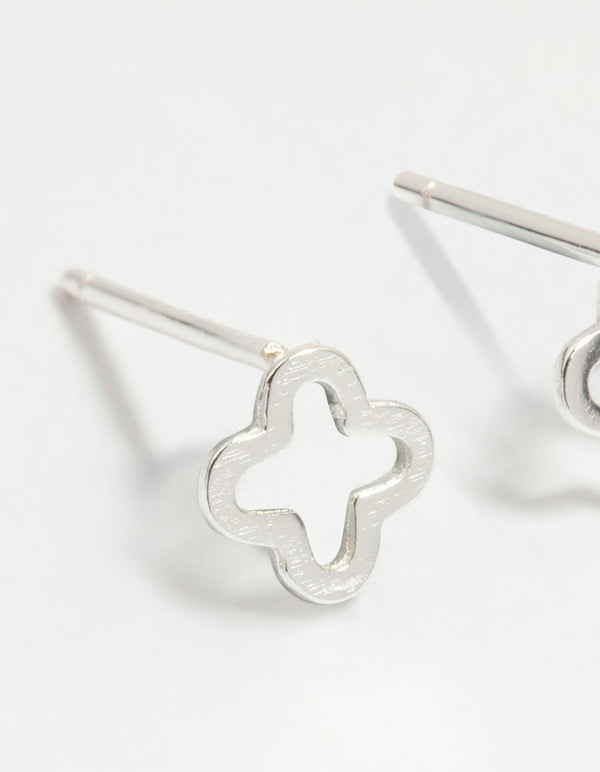 Sterling Silver Flower Outline Stud Earrings