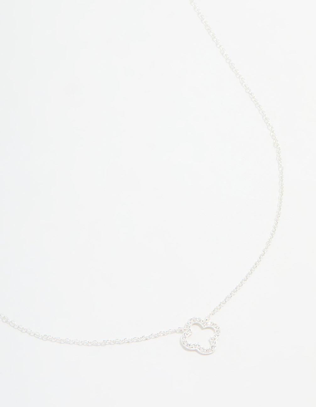 Sterling Silver Cubic Zirconia Flower Pendant Necklace