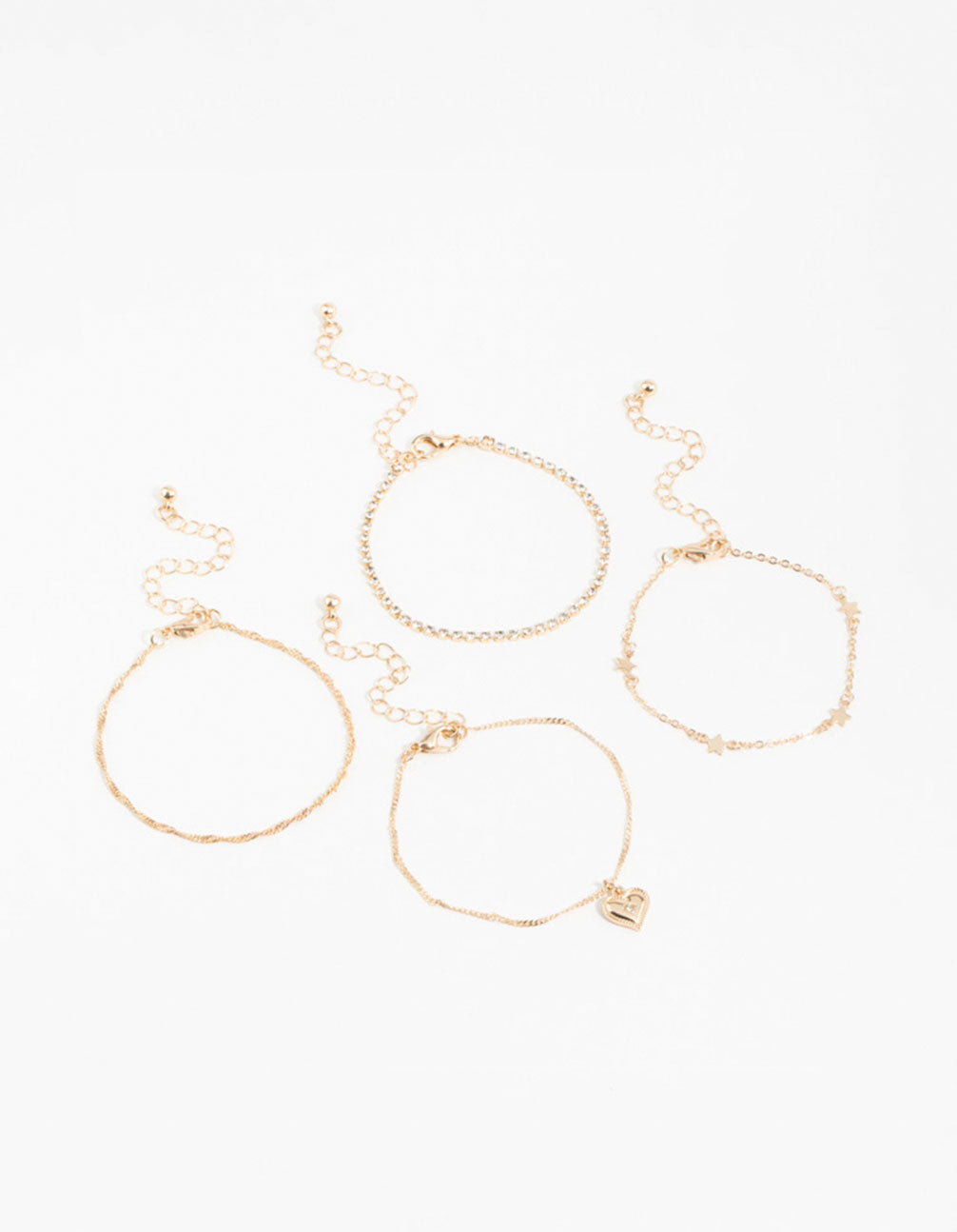 Gold Star Star & Heart Bracelets 4-Pack