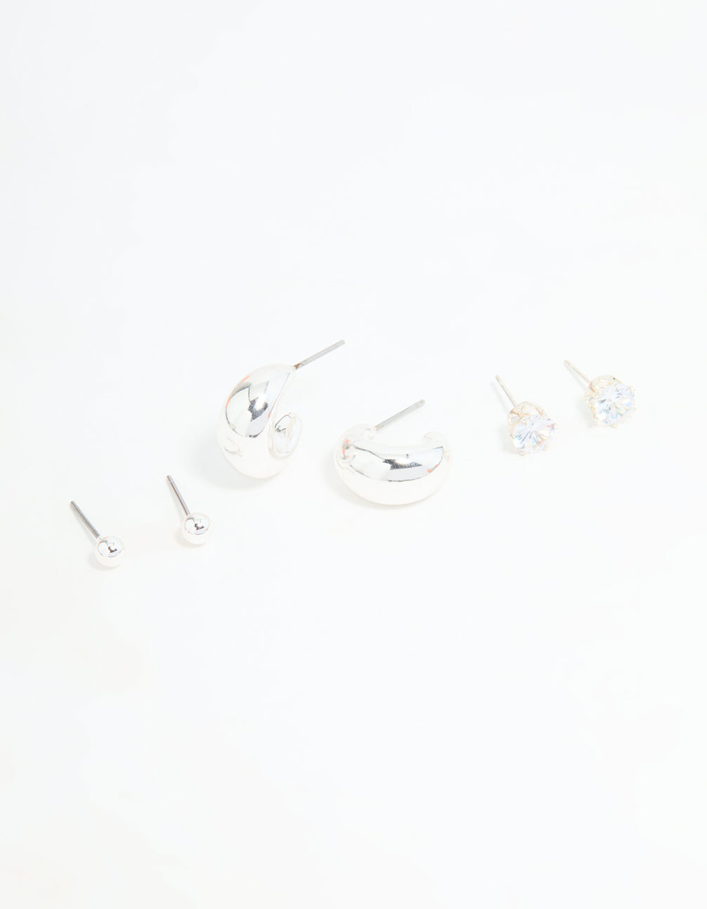 Silver Diamante Teardrop Stud & Drop Earrings Pack
